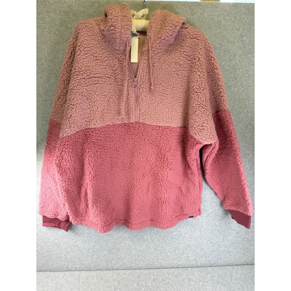 PINK Victoria's Secret Sherpa Hoodie Womens Extra Large XL Pullover Colorblock
